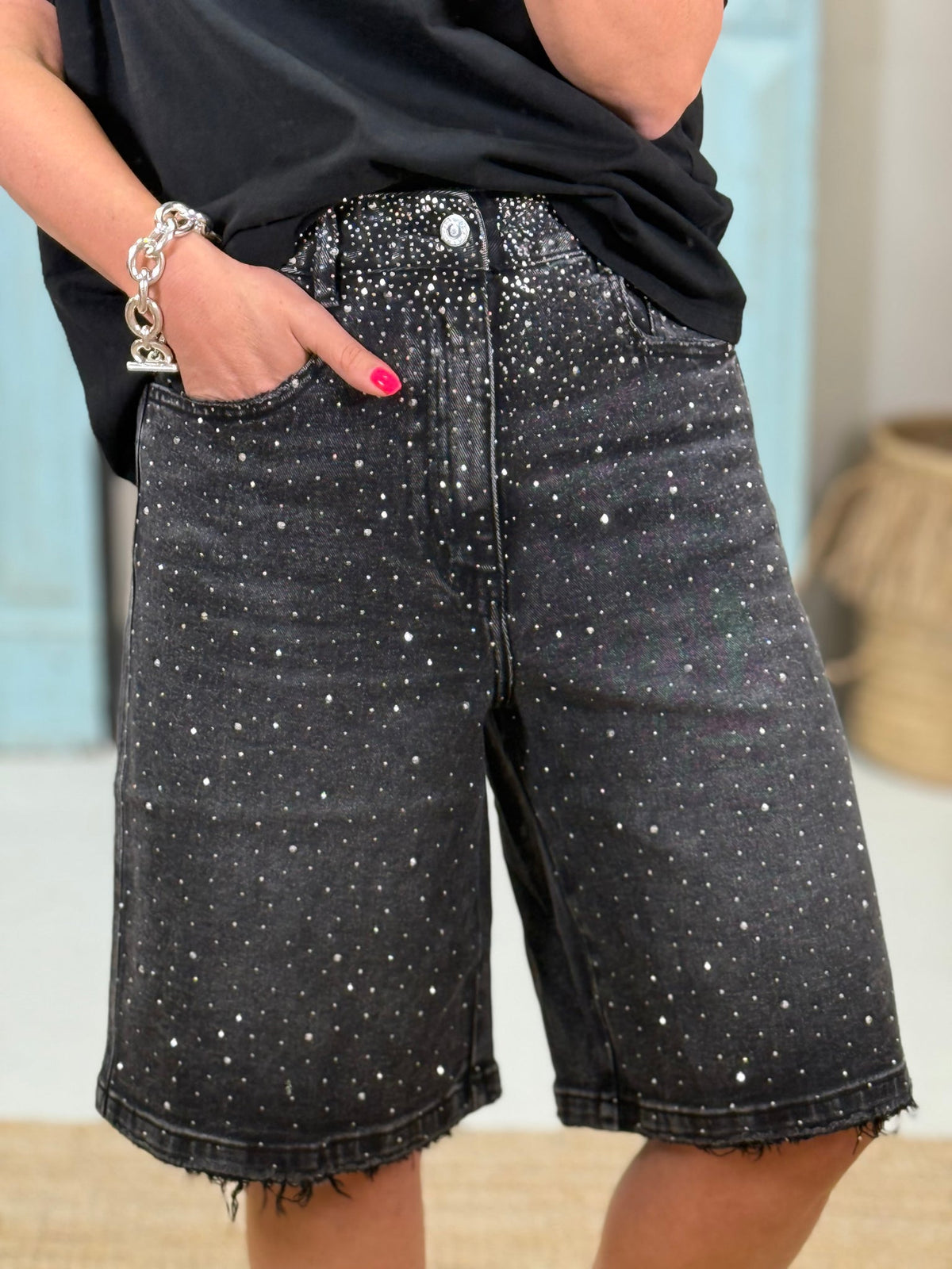 Bermuda Rhinestone Short Jeans