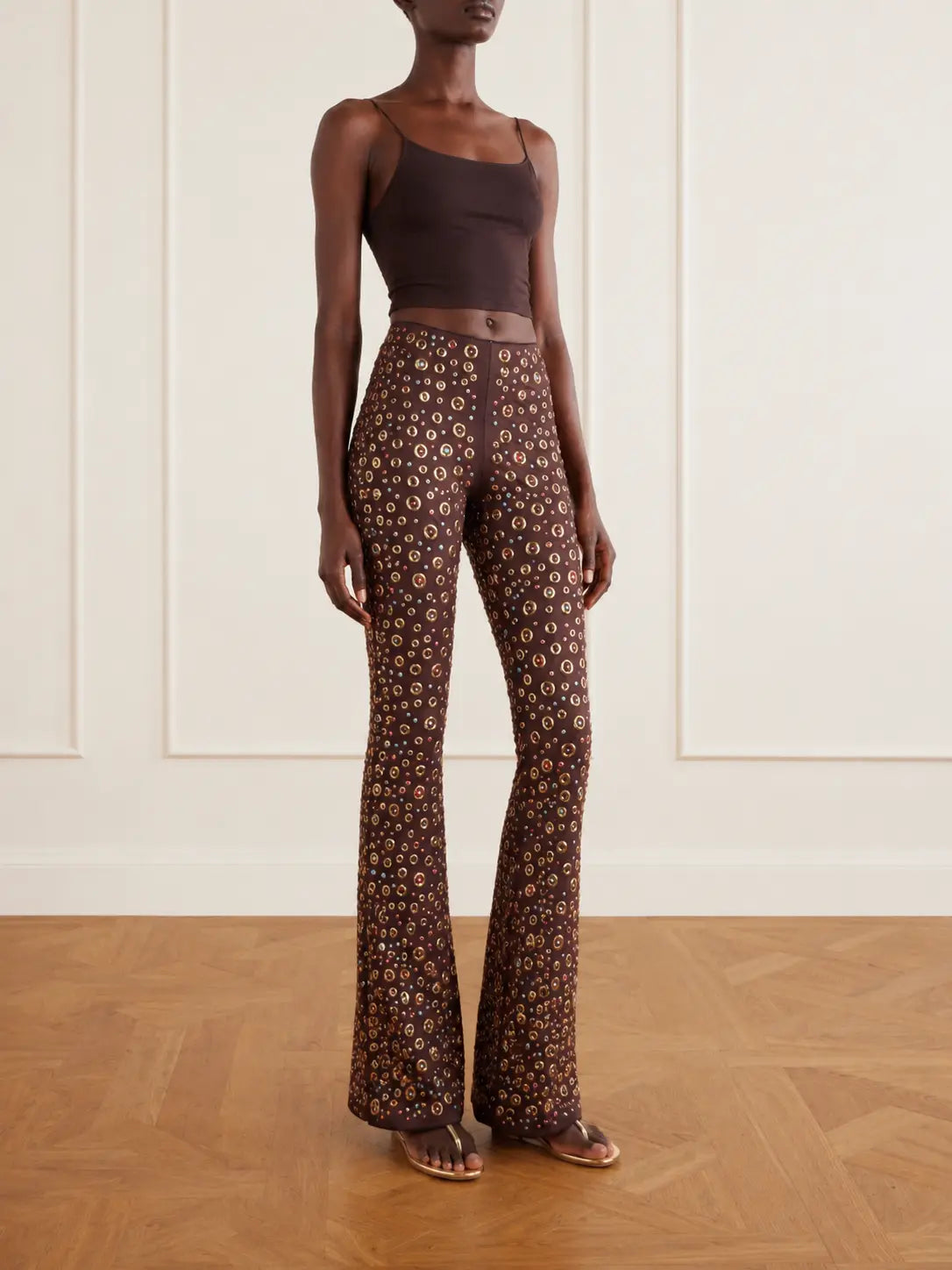 Embellished High-Rise Flare Pants