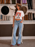 Western Fringe Flare Jeans